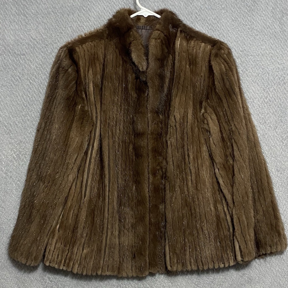 The Evans Collection Womens Mink Jacket Sz 16 Brown Fur Winter Coatβ Vintage